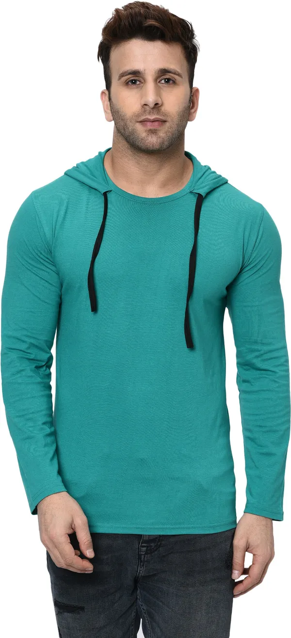 Light_Green_Cotton_Solid_Hooded_Neck_Regukar_Fit_T-Shirt_for_men