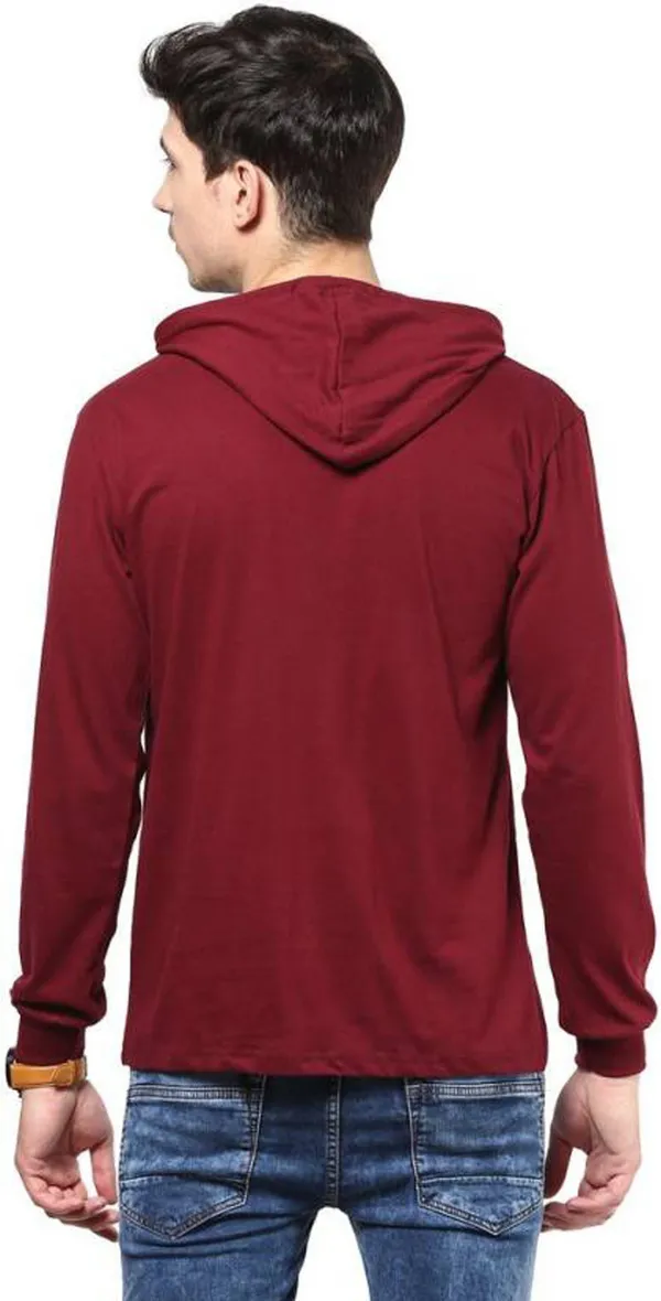 Maroon_Cotton_Solid_Hooded_Neck_Regukar_Fit_T-Shirt_For_Men