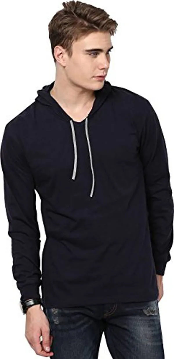 Dark_Blue_Cotton_Solid_Hooded_Neck_Regukar_Fit_T-Shirt_For_Men