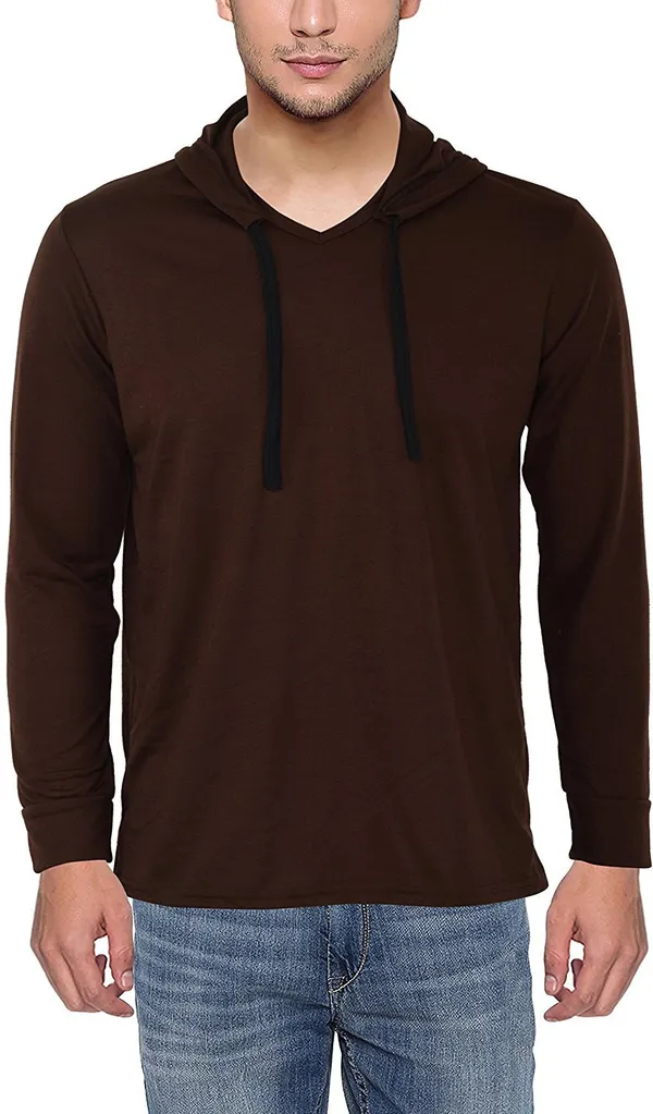 Brown_Cotton_Solid_Hooded_Neck_Regukar_Fit_T-Shirt_for_men