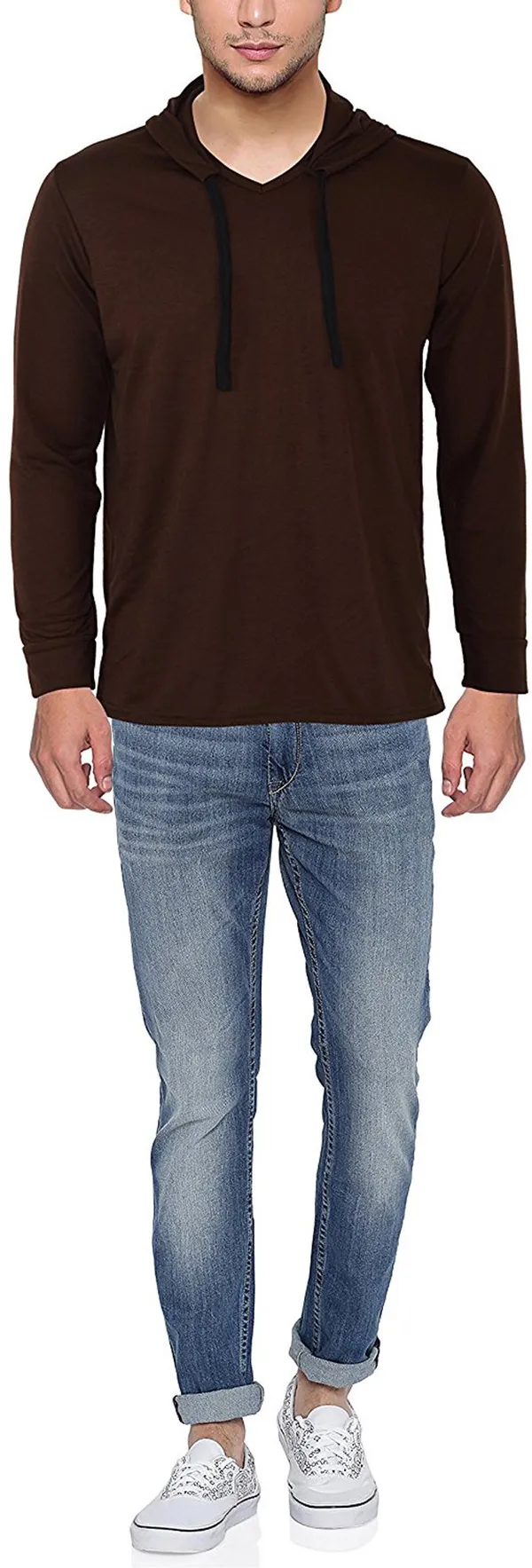Brown_Cotton_Solid_Hooded_Neck_Regukar_Fit_T-Shirt_for_men