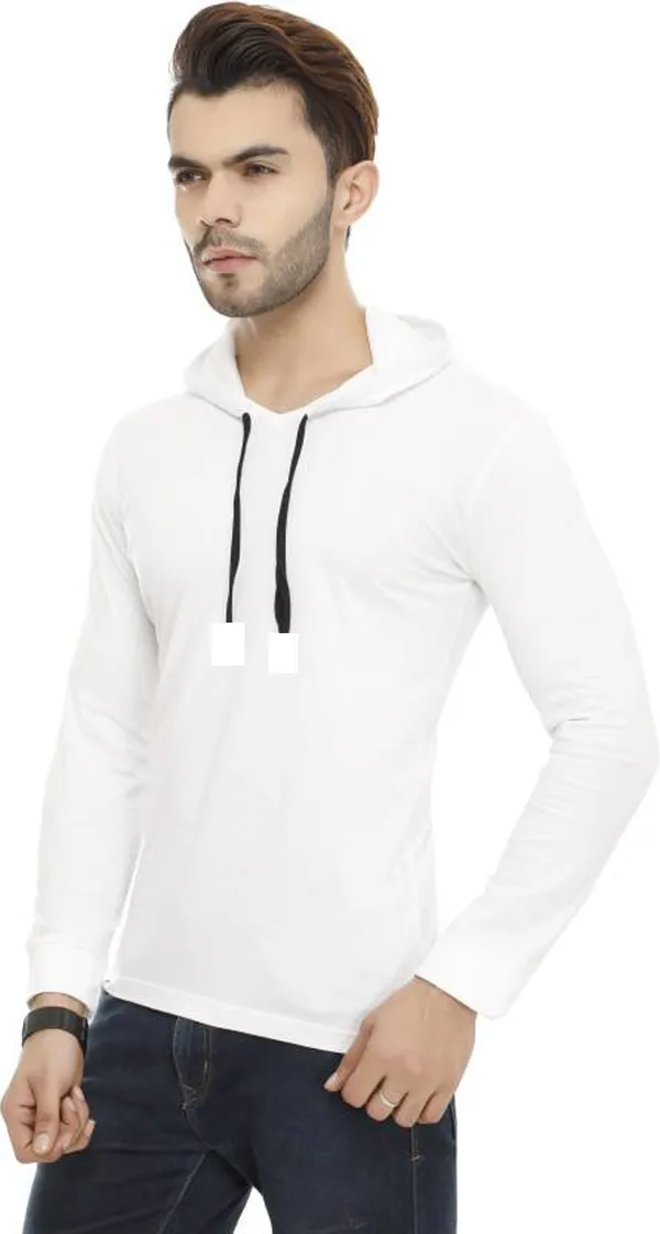 White_Cotton_Solid_Hooded_Neck_Regukar_Fit_T-Shirt_For_Men