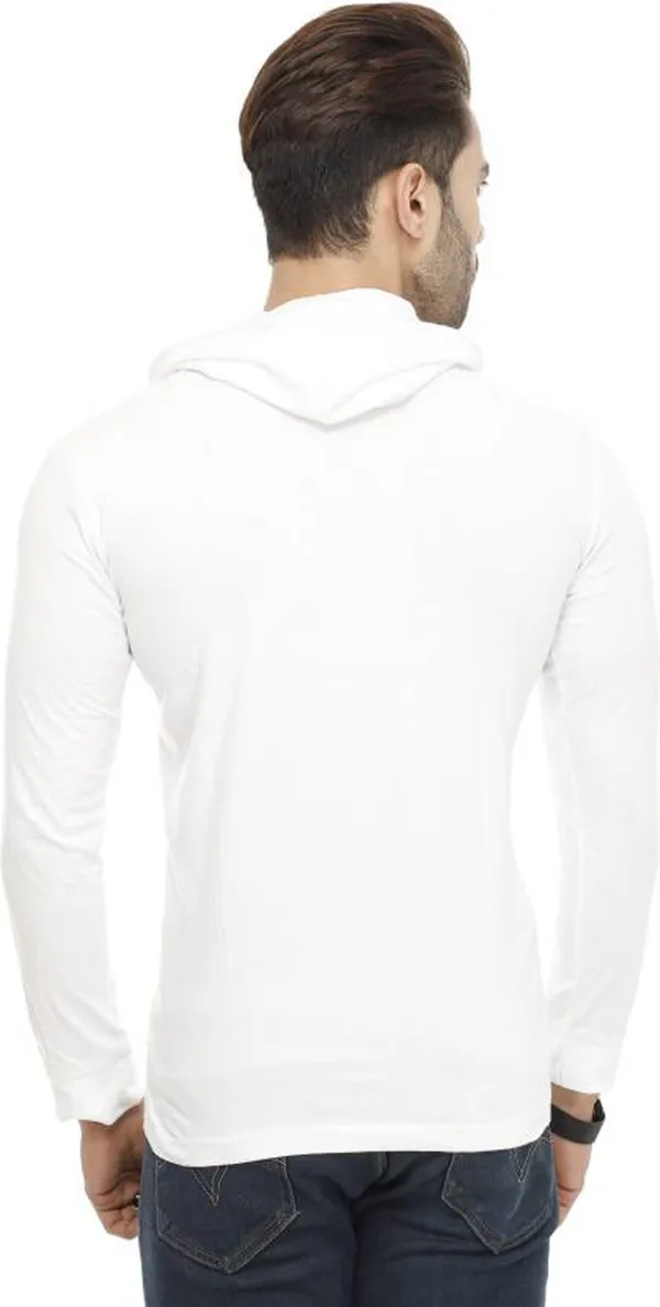 White_Cotton_Solid_Hooded_Neck_Regukar_Fit_T-Shirt_For_Men