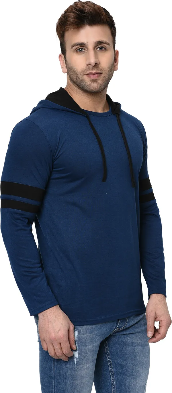 Blue_&_Black_Printed_Hooded_Neck_Regukar_Fit_T-Shirt_For_Men