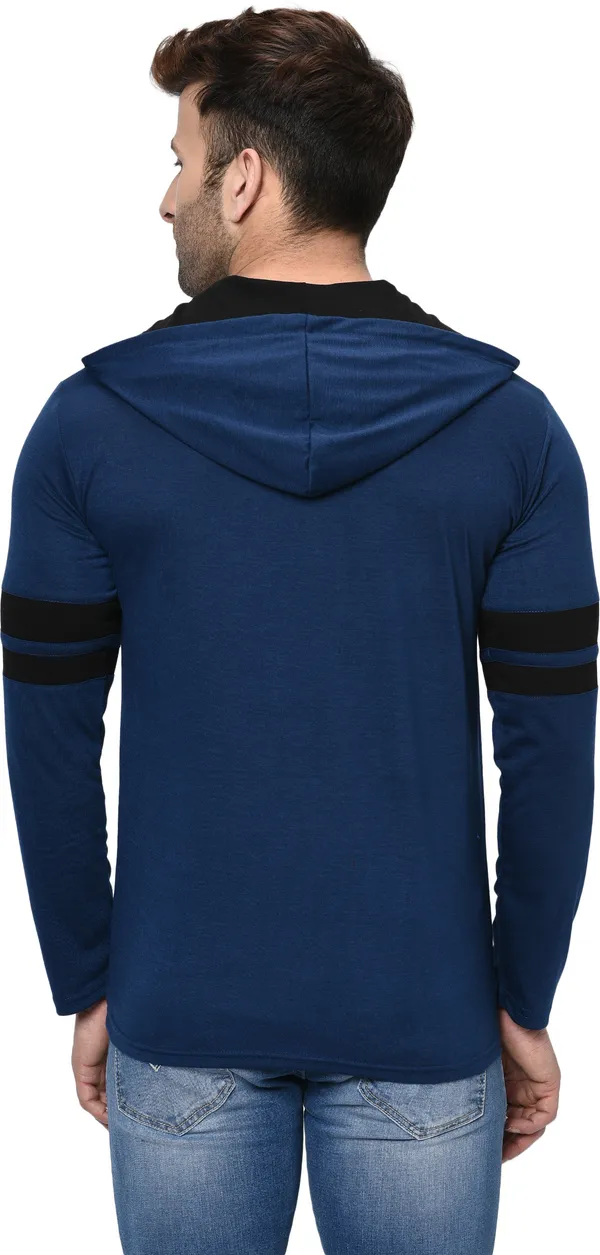 Blue_&_Black_Printed_Hooded_Neck_Regukar_Fit_T-Shirt_For_Men