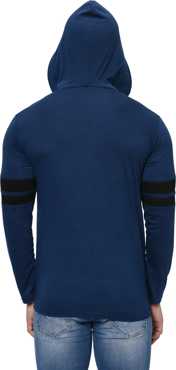 Blue_&_Black_Printed_Hooded_Neck_Regukar_Fit_T-Shirt_For_Men