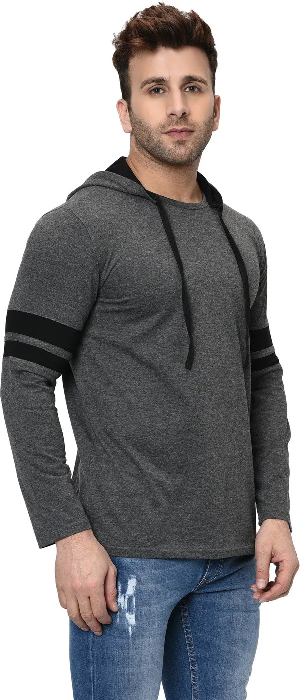 Black_&_Grey_Printed_Hooded_Neck_Regukar_Fit_T-Shirt_For_Men