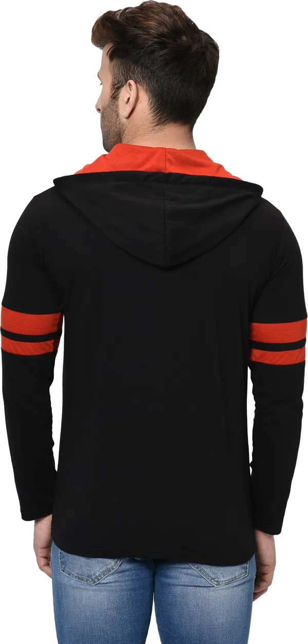 Black_Printed_Hooded_Neck_Regukar_Fit_T-Shirt_For_Men