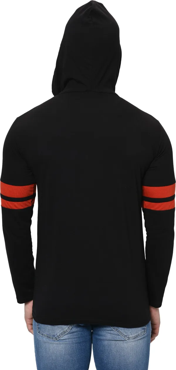 Black_Printed_Hooded_Neck_Regukar_Fit_T-Shirt_For_Men