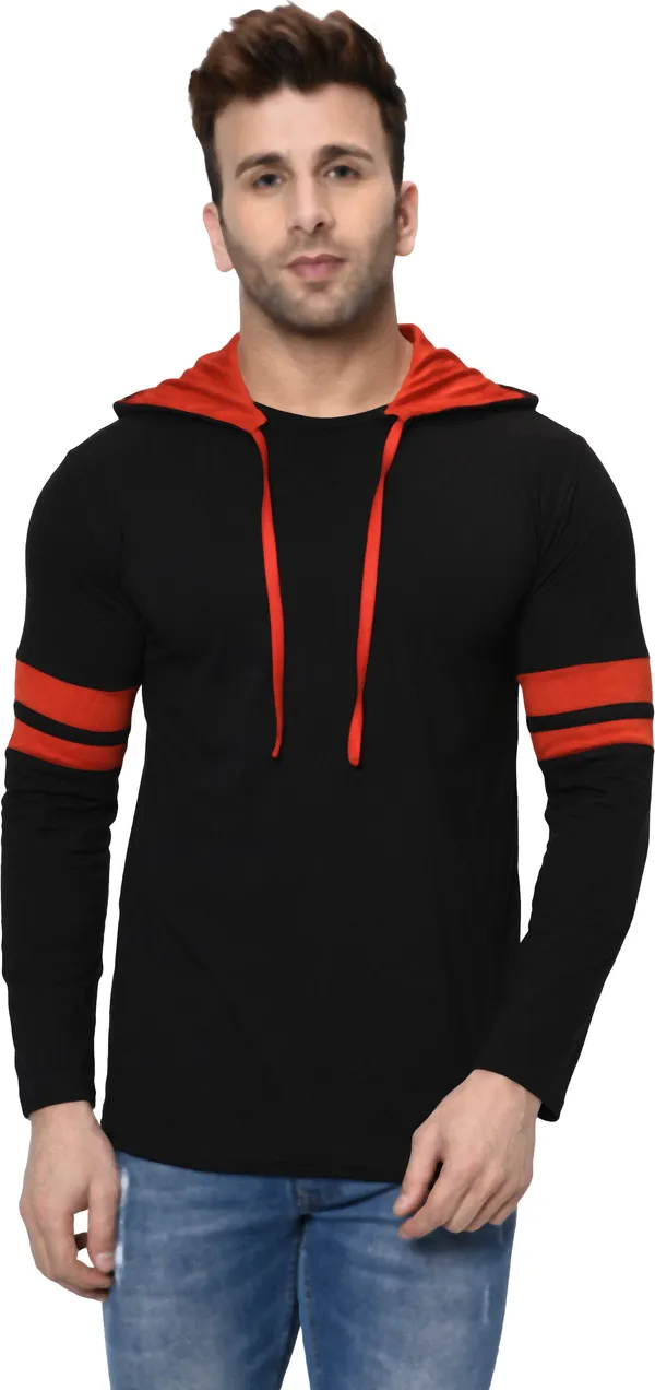 Black_Printed_Hooded_Neck_Regukar_Fit_T-Shirt_For_Men