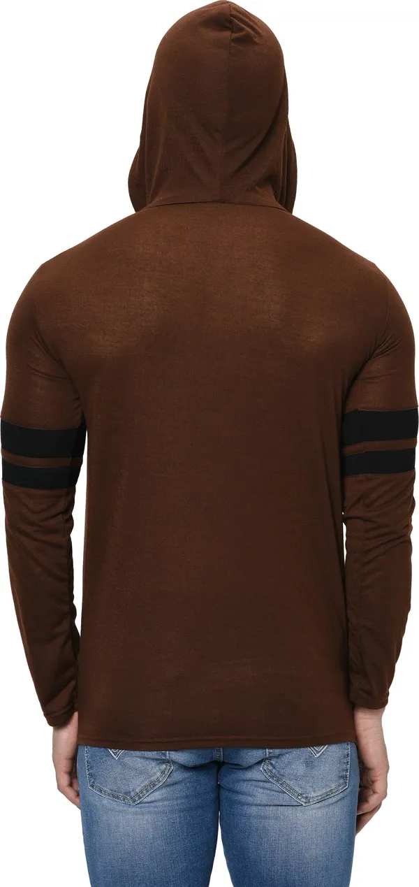 Brown_Printed_Hooded_Neck__Regukar_Fit_T-Shirt_For_Men