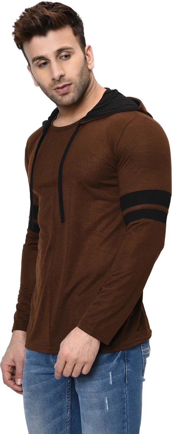 Brown_Printed_Hooded_Neck__Regukar_Fit_T-Shirt_For_Men
