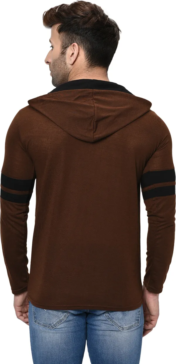 Brown_Printed_Hooded_Neck__Regukar_Fit_T-Shirt_For_Men