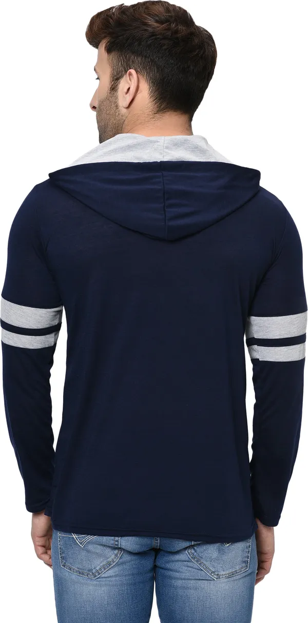 Dark_Blue_&_Grey_Printed_Hooded_Neck_Regukar_Fit_T-Shirt_For_Men