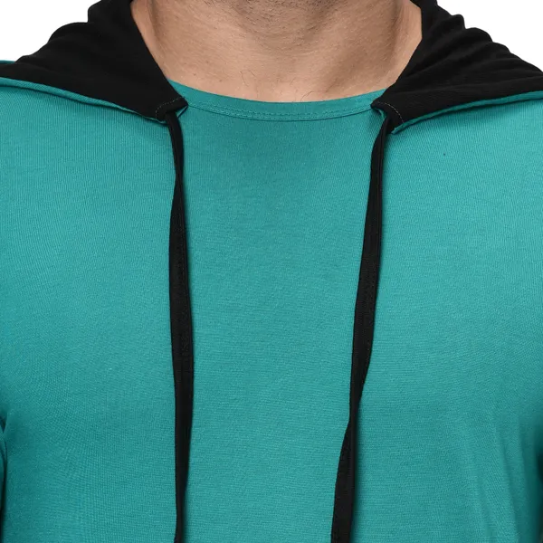 Black_&_Light_Green_Printed_Hooded_Neck_Regukar_Fit_T-Shirt_For_Men