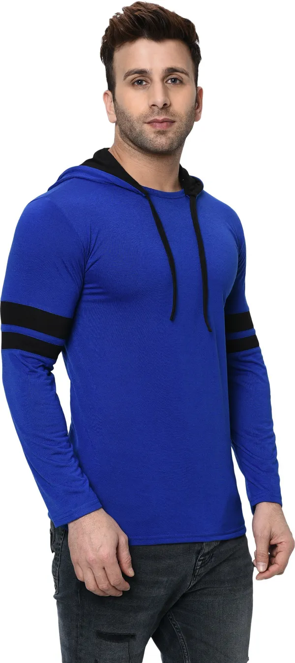 Blue_&_Black_Printed_Hooded_Neck_Regukar_Fit_T-Shirt_For_Men
