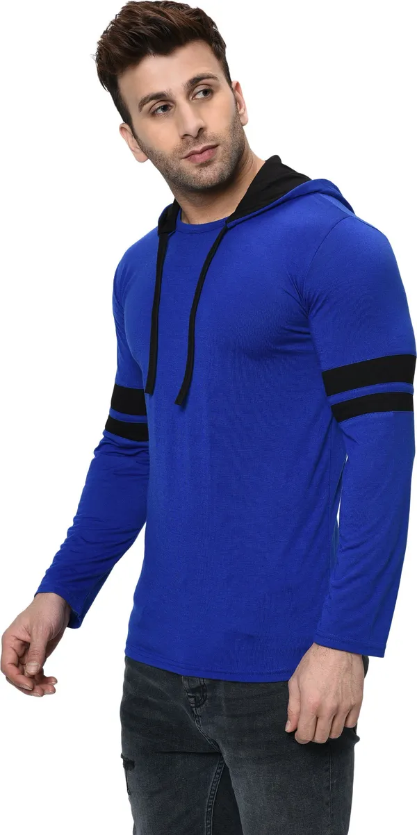 Blue_&_Black_Printed_Hooded_Neck_Regukar_Fit_T-Shirt_For_Men