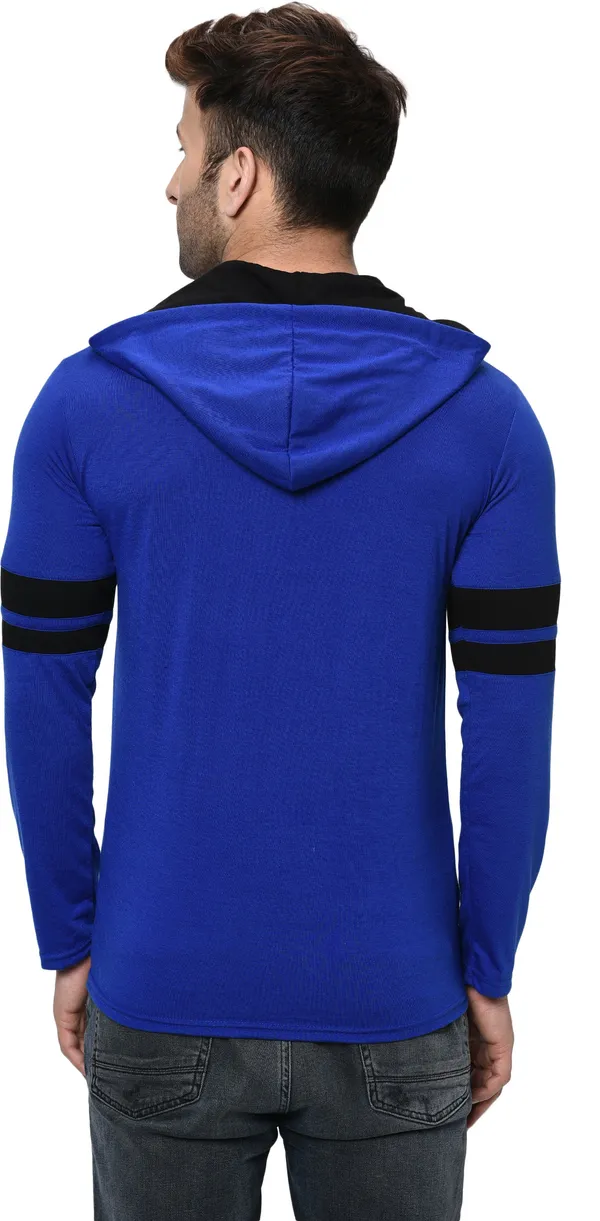 Blue_&_Black_Printed_Hooded_Neck_Regukar_Fit_T-Shirt_For_Men