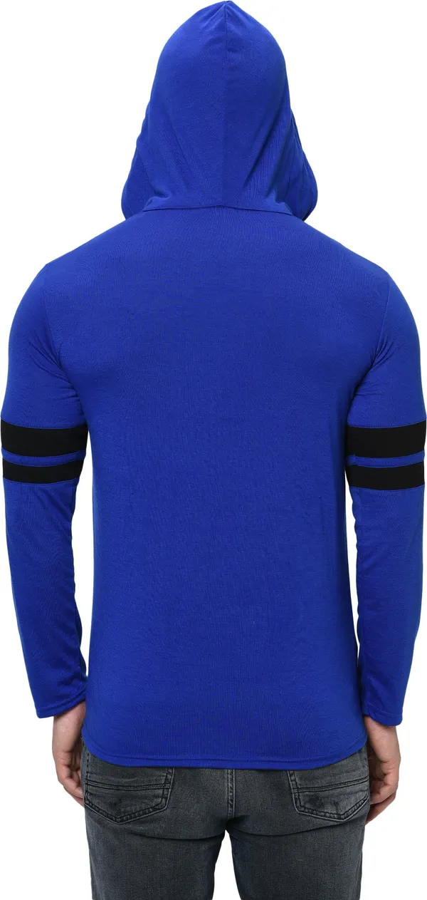 Blue_&_Black_Printed_Hooded_Neck_Regukar_Fit_T-Shirt_For_Men