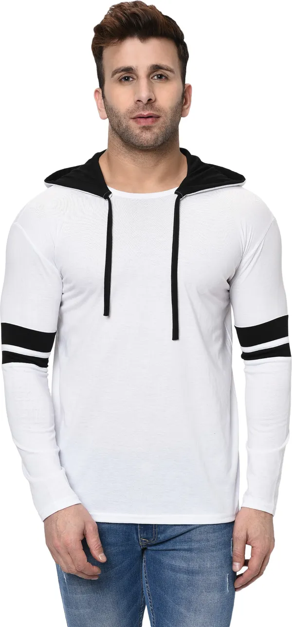 White_Printed_Hooded_Neck_Regukar_Fit_T-Shirt_For_Men