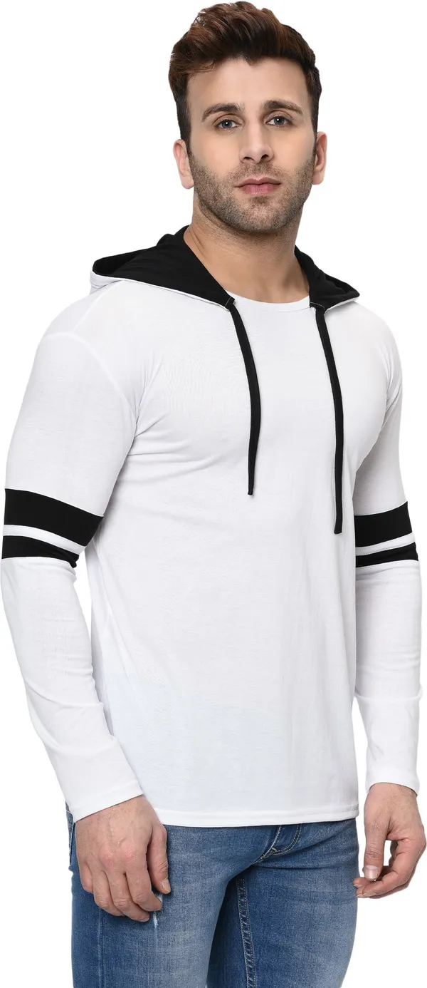 White_Printed_Hooded_Neck_Regukar_Fit_T-Shirt_For_Men