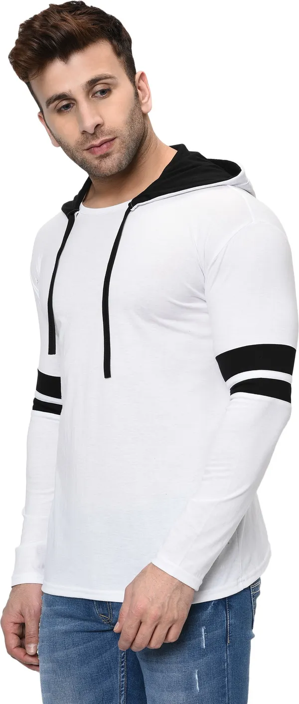 White_Printed_Hooded_Neck_Regukar_Fit_T-Shirt_For_Men