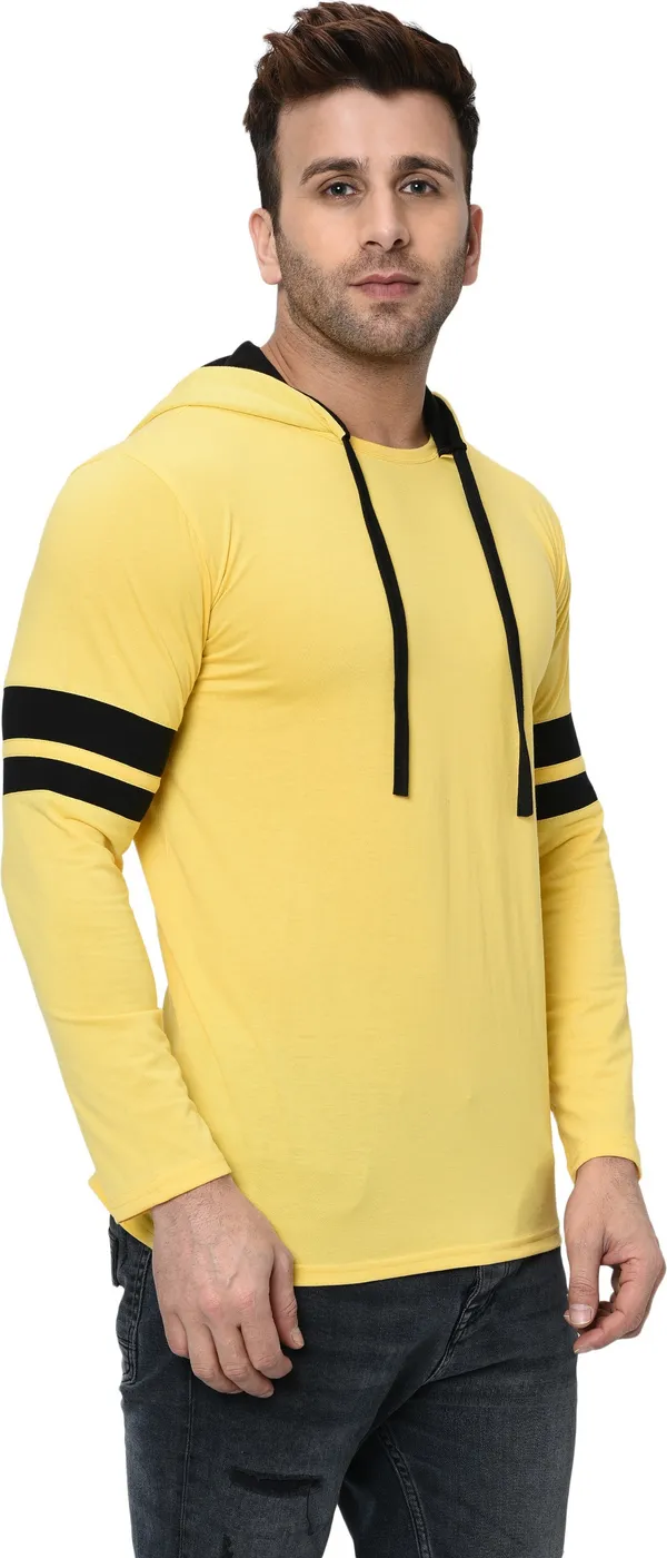 Yellow_Printed_Hooded_Neck_Regukar_Fit_T-Shirt_For_Men