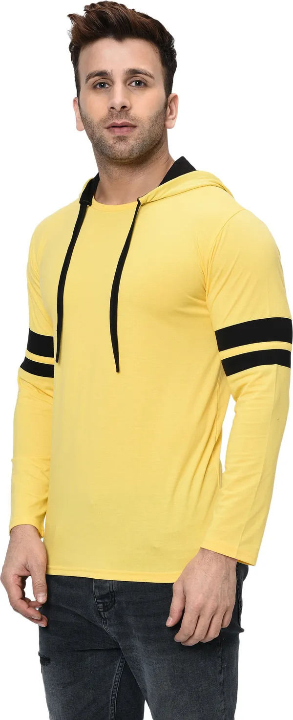 Yellow_Printed_Hooded_Neck_Regukar_Fit_T-Shirt_For_Men