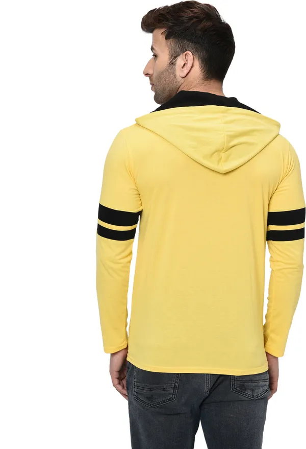 Yellow_Printed_Hooded_Neck_Regukar_Fit_T-Shirt_For_Men