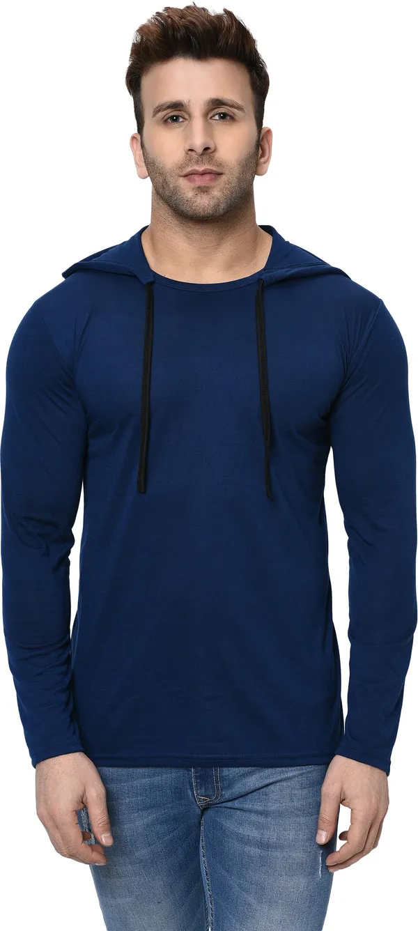 Dark_Blue_Cotton_Solid_Hooded_Neck_Regukar_Fit_T-Shirt_For_Men
