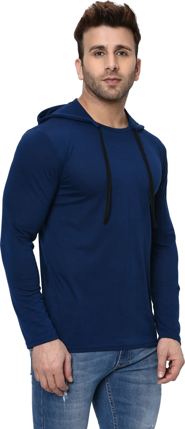 Dark_Blue_Cotton_Solid_Hooded_Neck_Regukar_Fit_T-Shirt_For_Men