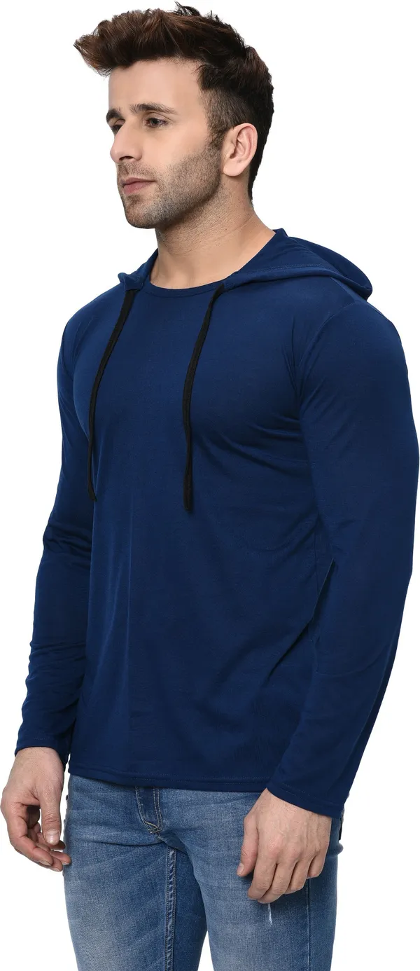Dark_Blue_Cotton_Solid_Hooded_Neck_Regukar_Fit_T-Shirt_For_Men