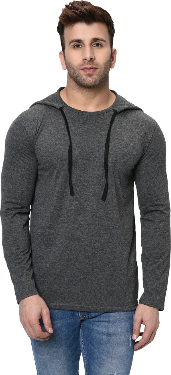 Grey_Cotton_Solid_Hooded_Neck_Regukar_Fit_T-Shirt_For_Men