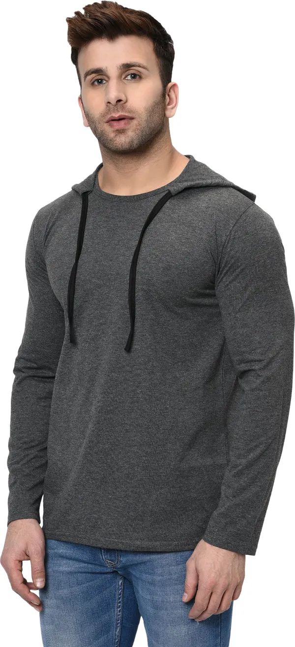 Grey_Cotton_Solid_Hooded_Neck_Regukar_Fit_T-Shirt_For_Men