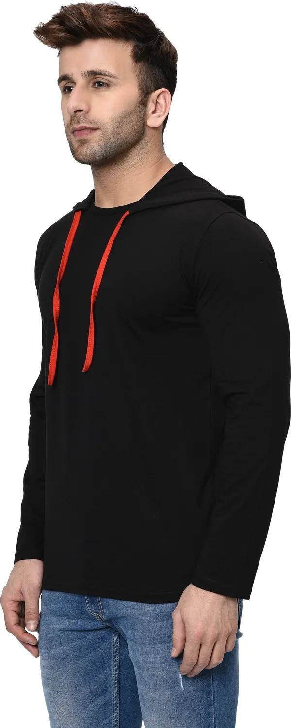 Black_Cotton_Solid_Hooded_Neck_Regukar_Fit_T-Shirt_For_Men