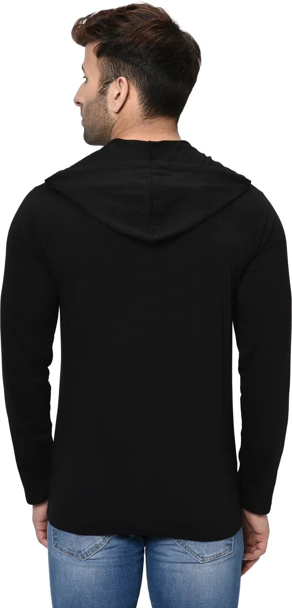 Black_Cotton_Solid_Hooded_Neck_Regukar_Fit_T-Shirt_For_Men