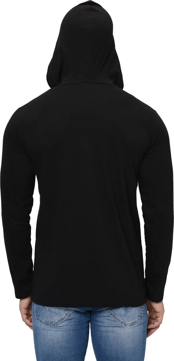 Black_Cotton_Solid_Hooded_Neck_Regukar_Fit_T-Shirt_For_Men