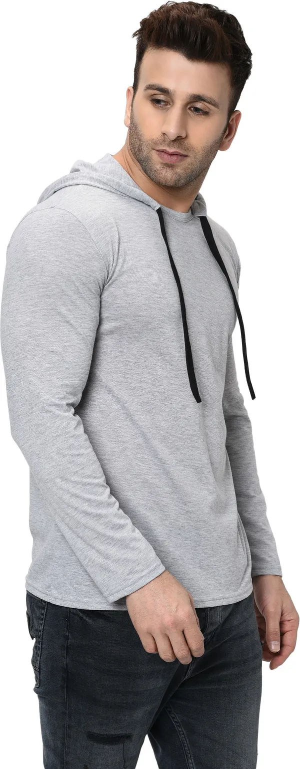 Grey_Cotton_Solid_Hooded_Neck_Regukar_Fit_T-Shirt_For_Men