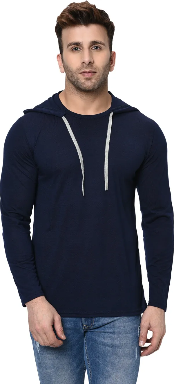 Black_Cotton_Solid_Hooded_Neck_Regukar_Fit_T-Shirt_For_Men