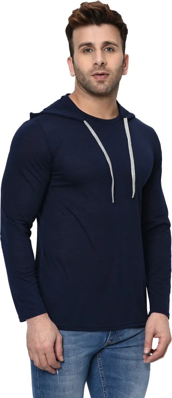 Black_Cotton_Solid_Hooded_Neck_Regukar_Fit_T-Shirt_For_Men