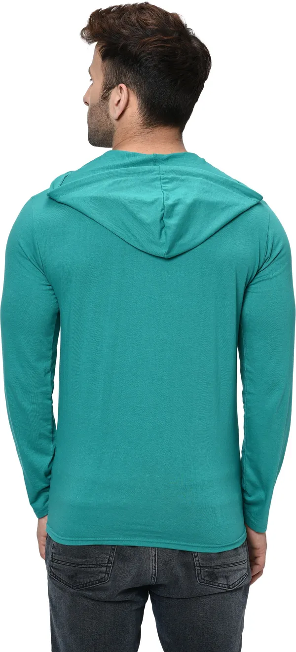 Light_Green_Cotton_Solid_Hooded_Neck_Regukar_Fit_T-Shirt_For_Men