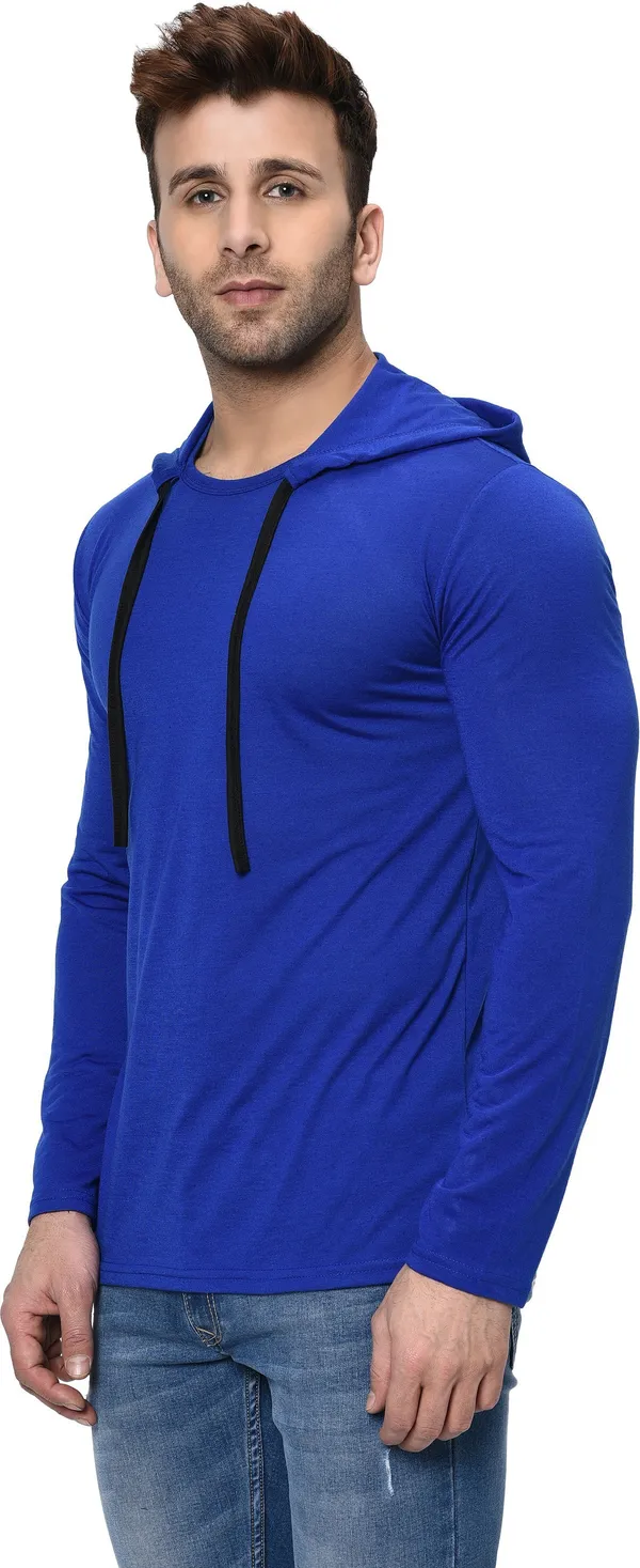 Dark_Blue_Cotton_Solid_Hooded_Neck_Regukar_Fit_T-Shirt_For_Men