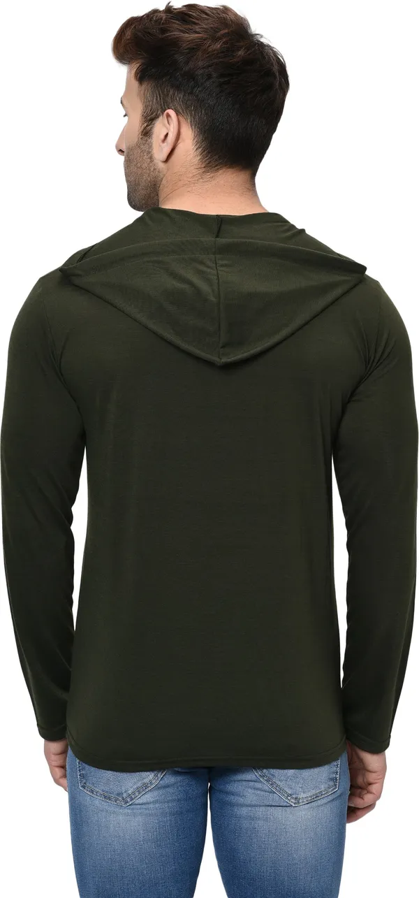 Dark_Green_Cotton_Solid_Hooded_Neck_Regukar_Fit_T-Shirt_For_Men