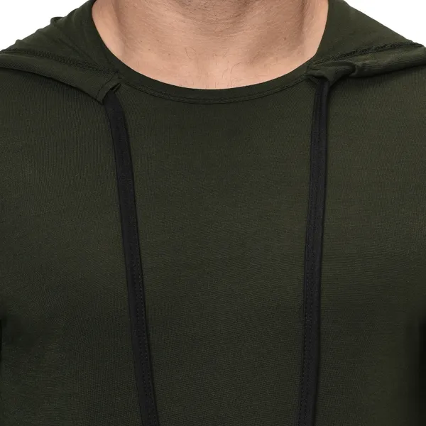 Dark_Green_Cotton_Solid_Hooded_Neck_Regukar_Fit_T-Shirt_For_Men