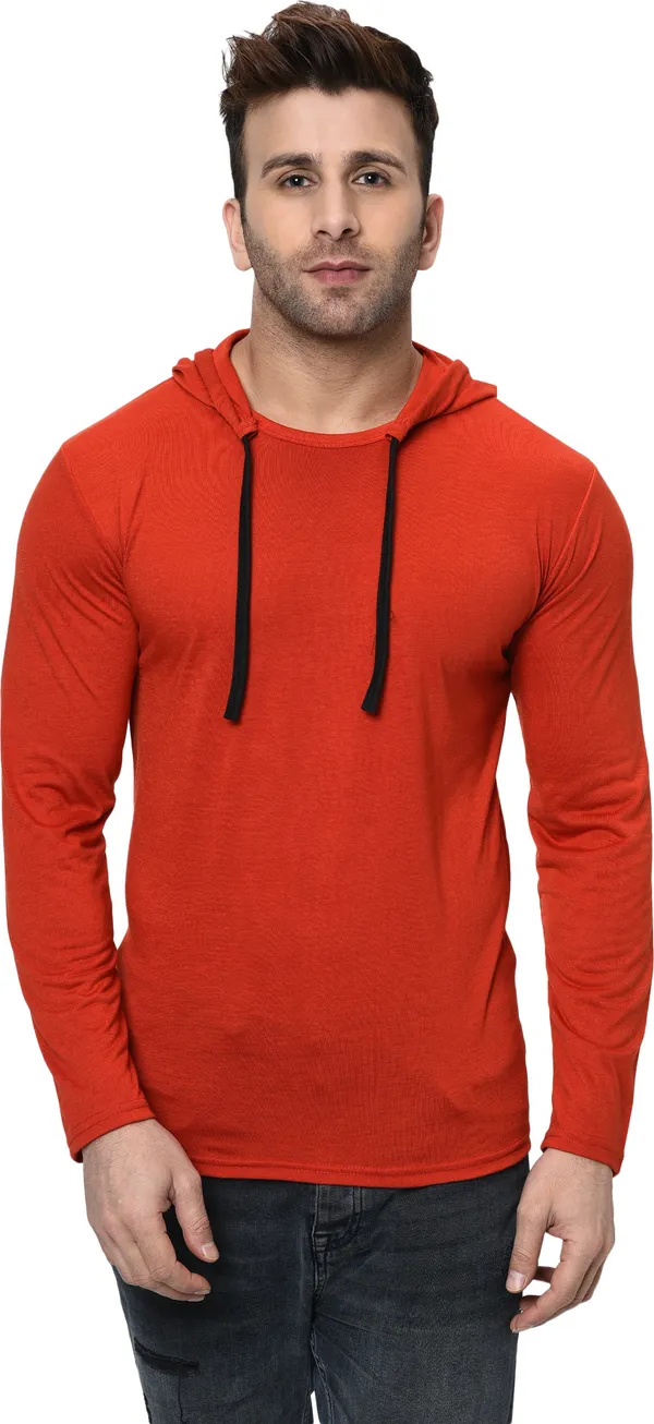 Red_Cotton_Solid_Hooded_Neck_Regukar_Fit_T-Shirt_for_men