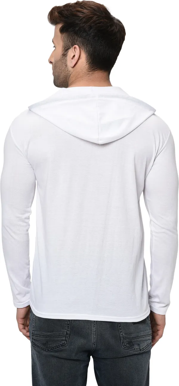White_Cotton_Solid_Hooded_Neck_Regukar_Fit_T-Shirt_For_Men