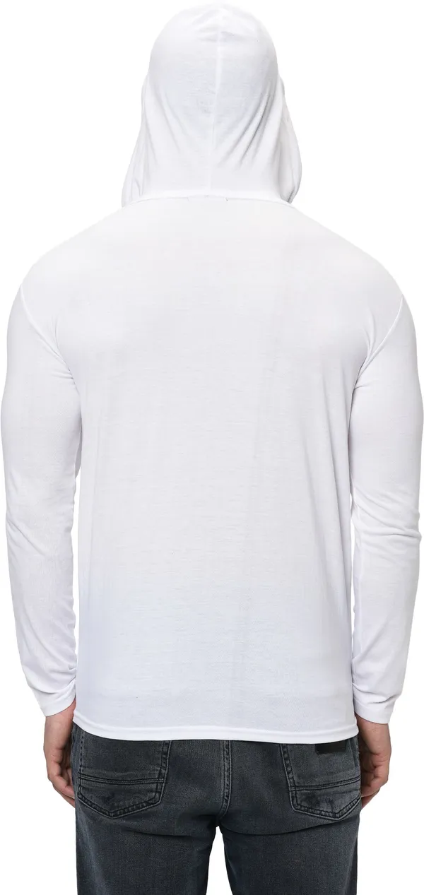 White_Cotton_Solid_Hooded_Neck_Regukar_Fit_T-Shirt_For_Men
