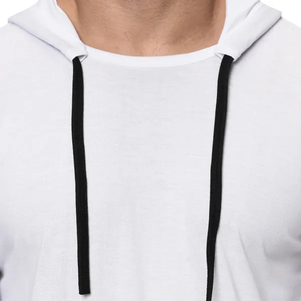 White_Cotton_Solid_Hooded_Neck_Regukar_Fit_T-Shirt_For_Men
