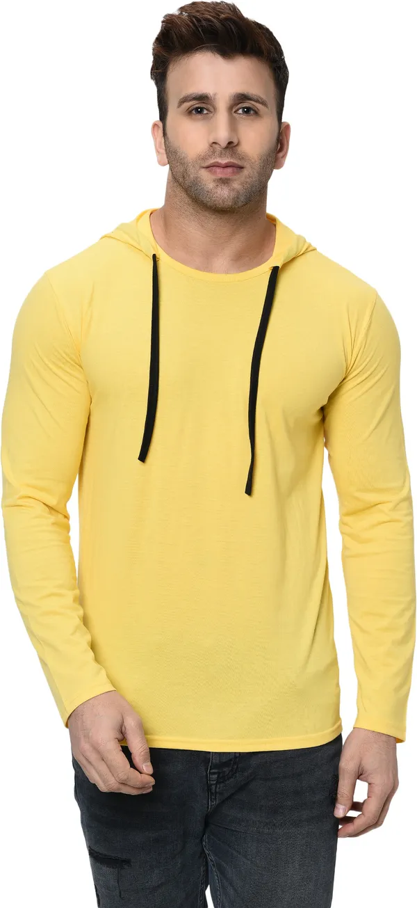 Yellow_Cotton_Solid_Hooded_Neck_Regukar_Fit_T-Shirt_for_men
