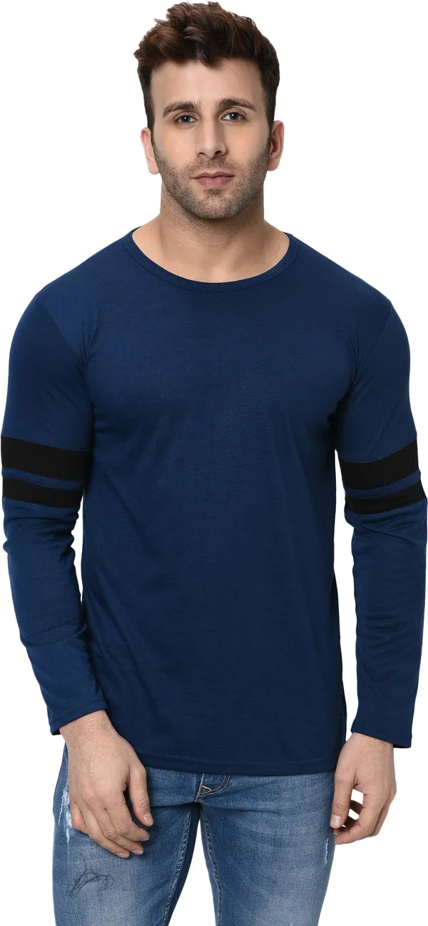 Blue_Striped_Round_Neck_Regukar_Fit_T-Shirt_For_Men